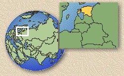 Location of Estonia on map of the world