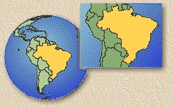 Location of Brazil on map of the world