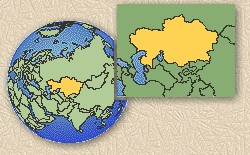 Location of Kazakhstan on map of the world
