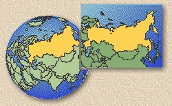 Location of Russia on map of the world